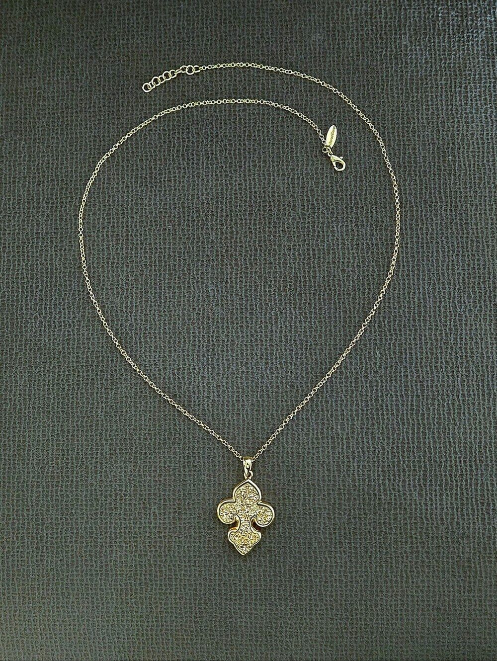 Marcia Moran Long Necklace with Druzy Fleur De Lis⚜️ Pendant